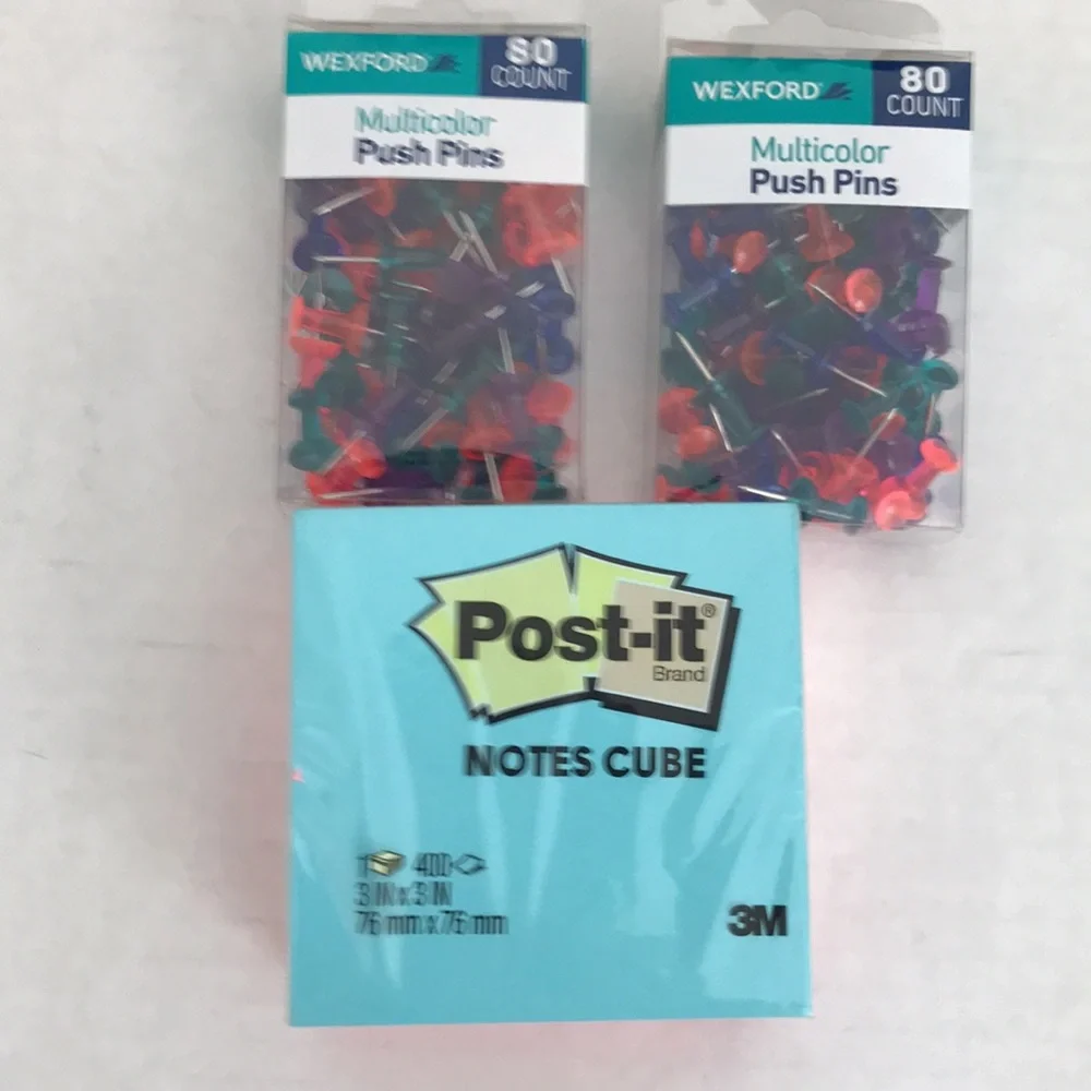 POST - it  NOTES CUBE 3M WEXFORD MultiColor Push pins 80  count